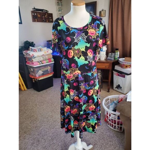 NWOT FENSACE WOMENS VIBRANTLY PRINTED HALLOWEEN DRESS - Picture 1 of 3